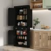 72" Freestanding Kitchen Pantry Cabinet, Black, Ample Storage Space, Elegant Design