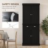 72" Freestanding Kitchen Pantry Cabinet, Black, Ample Storage Space, Elegant Design