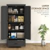 69" Tall Farmhouse Kitchen Pantry Cabinet with 2 Doors, Drawer and Adjustable Shelves for Dining Room, Black