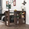 Modern Bar Cabinet with Rotating top, Counter Height Dining Cabinet with 6 Storage space and 2 Ribbed Glass Door for Kitchen, The Rotating Top with 3