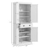 72" White Freestanding Kitchen Cabinet Pantry with Shelves, Spacious Storage Solution