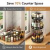 3-Tier Rotating Spice Rack Organizer – Carbon Steel 360° Metal Turntable, Multifunctional Kitchen Seasoning & Condiment Storage Rack, Space-Saving Cou