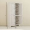 64" 4-Door Kitchen Pantry, Freestanding Storage Cabinet with 3 Adjustable Shelves for Kitchen, Antique White