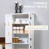 Kitchen Pantry Cabinet Storage. Floor Storage Cabinet, Cupboard Organizer with Adjustable Shelves and 4-Doors, White
