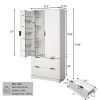 72" Modern Fluted Kitchen Pantry Cabinet with 2 Large Drawers & 8-Door Spice Rack, Freestanding Storage Organizer for Bathroom, Dining Room, Office, E