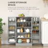 41" Kitchen Pantry Storage Modern 2-Door Cabinet with 5-Tier Shelving 12 Spice Racks Adjustable Shelves Gray
