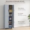 67" 4-Door Kitchen Pantry Cabinet, Freestanding Storage Cabinet Cupboard with Adjustable Shelves, Grey