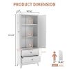 72 Inch White Pantry Cabinet with 2 Drawers, Freestanding Kitchen Storage Cabinet with Adjustable Shelves, Heavy-Duty Organizer for Spices, Dishware,