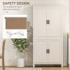64" 4-Door Kitchen Pantry, Freestanding Storage Cabinet with 3 Adjustable Shelves for Kitchen, Antique White