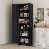 Freestanding Kitchen Pantry, 4-Door Kitchen Pantry Cabinet with Adjustable Shelves and Doors, Distressed Black