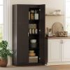 Farmhouse Pantry Cabinet, 71" Tall Kitchen Pantry Storage Cabinet with Soft-Close Hinges, Adjustable Shelves, Dark Brown
