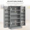 41" Kitchen Pantry Storage Modern 2-Door Cabinet with 5-Tier Shelving 12 Spice Racks Adjustable Shelves Gray