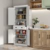 72" White Freestanding Kitchen Cabinet Pantry with Shelves, Spacious Storage Solution