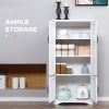 Kitchen Pantry Cabinet Storage. Floor Storage Cabinet, Cupboard Organizer with Adjustable Shelves and 4-Doors, White