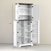 64" Tall Kitchen Pantry Cabinet with Motion Sensor Light, Spice Racks and Adjustable Shelves, White