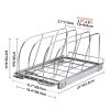 Pan and Pot Rack, Expandable Pull Out Under Cabinet Organizer, Cookie Sheet Baking Pans tray Organization, Adjustable Wire Dividers, Steel Lid Holder
