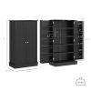Freestanding Kitchen Pantry Cabinet, Kitchen Cabinet with 12 Door Shelves, Double Doors, 5-tier Shelving, Black