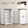 47" Kitchen Cabinet with Sensing LED Light, Kitchen Pantry Cabinet with Doors, Adjustable Shelves, Door Shelves, White