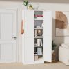 72" White Metal Kitchen Pantry Cabinet with Doors, Heavy-Duty Freestanding Storage Organizer with 5 Adjustable Shelves, Tool-Free Assembly for Pantry,
