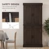 71" Coffee Tall Kitchen Pantry with 4 Doors, 2 Large Cabinets & Drawer for Efficient Storage