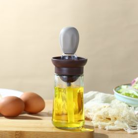 1pc Kitchen Oil Dispenser Bottle With Brush 2 In 1 Olive Oil Dispenser Bottle With Silicone Basting Brush And Dropper Glass Oil Bottle Convenient (Color: Gray)
