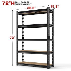 5-Tier Kitchen Storage Rack, 60/72 Inch Height Adjustable Metal Shelving Unit, Heavy Duty Garage Storage Rack for Warehouse, Basement, Kitchen, Pantry (size: M-72X35.5X15.8inch)