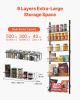 Over the Door Pantry Organizer, 6-Tier Pantry Organization and Storage, Heavy-Duty Steel Hanging Spice Rack, Adjustable Wall Seasoning Shelves, for Ho