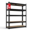 5-Tier Kitchen Storage Rack, 60/72 Inch Height Adjustable Metal Shelving Unit, Heavy Duty Garage Storage Rack for Warehouse, Basement, Kitchen, Pantry